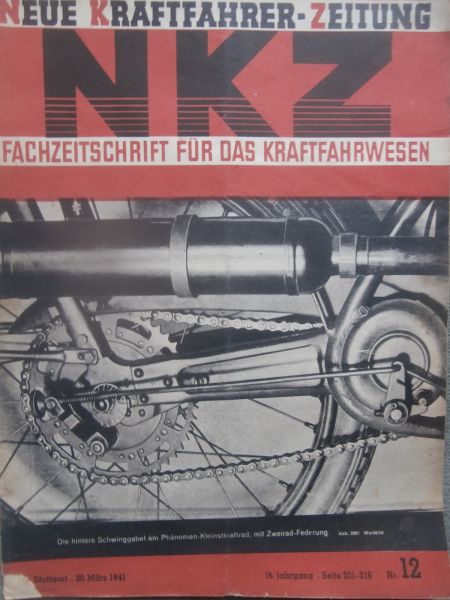 Neue Kraftfahrer Zeitung Nr.12/1941 hintere Schweinggabel am Phänomen Kleinstkraftrad Ausgabe A