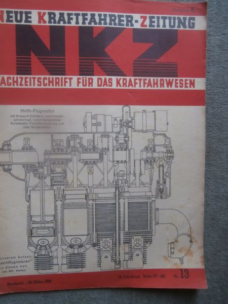 Neue Kraftfahrer Zeitung Nr. 13/1939 Hirth Flugmotor,