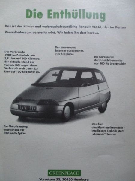 Greenpeace Renault Vesta Vorstellung Information
