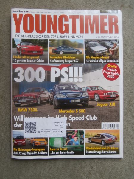 Youngtimer 8+9/2020 S500 W220 vs. BMW 750iL E32 vs. Jaguar XJR, Pegueot 607,Audi A2 Colour,Matra Murena