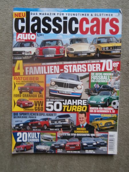 Auto Zeitung classiccars 3/2012 Kaufberatung Corrado G60, Kadett E GSI vs. Rallce Kadett C, M3 E30,Audi V8,Omega Evolution 500