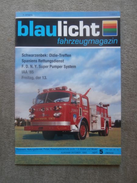 blaulicht fahrzeugmagazin 10/1985 Magirus Rundhauber,Ebro F10,Renault 18 Krankenwaen,R12TL,Seat 1500,Mercedes HLF16