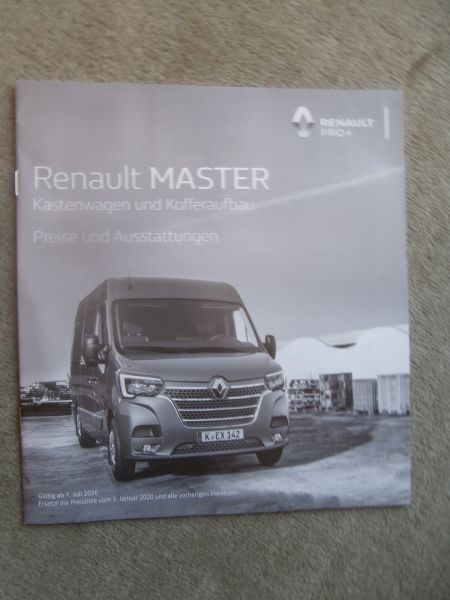 Renault Master Kastenwagen und Kofferaufbau Preise & Ausstattungen Juli 2020