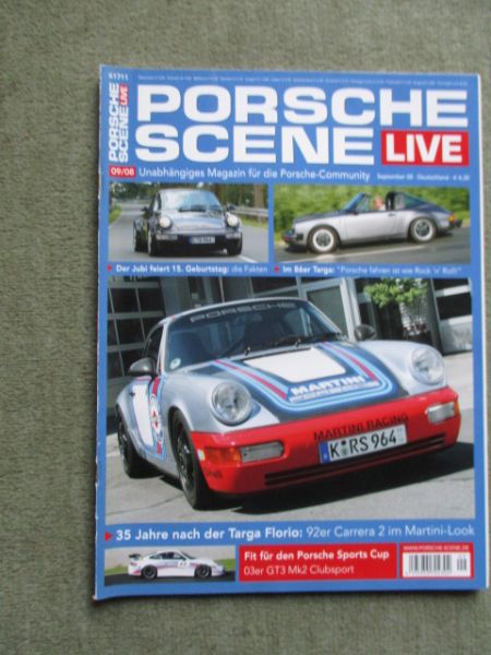Porsche Scene Live 9/2008 944, 964 Carrera2,996 GT3 MK2 Clubsport