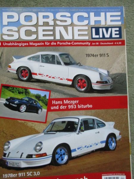 Porsche Scene Live 1/2008 993 biturbo, 911 SC 3.0 von 1978,Kremer 935 K2 turbo, 930 turbo 3.3,993,Ruf R-turbo 3.8 US