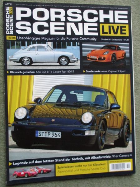 Prosche Scene Live 10/2008 62er 356 B T6 Coupé Typ 1600S,Cayman S Sport,964 C4,944 S2 Coupé