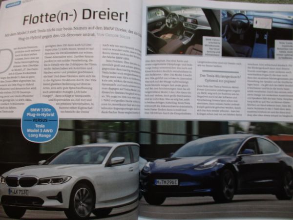 Vision mobility 5-2020 Brennstoffzelle, Tesla Model 3 vs. BMW 330e G20,Mini Cooper SE, BMW X45e vs. GLE 350 de,