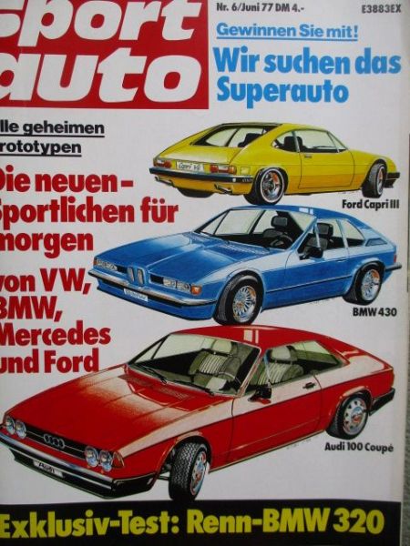 sport auto 6/1977 Toyota Corolla Liftback GSL, Fiat X 179 vs. Alfasud ti,Porsche 924 Dauertest,Track Test BMW 320 E21