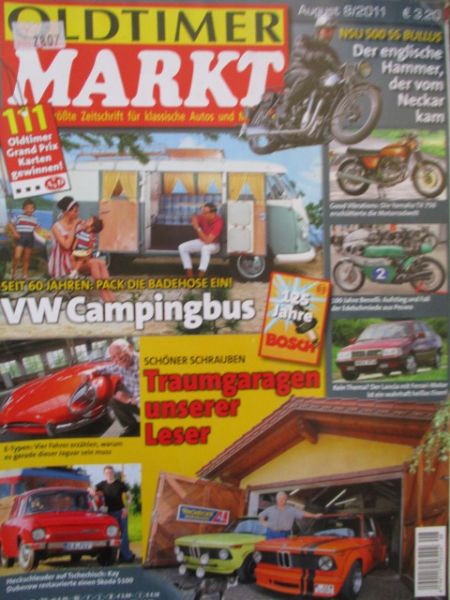 Oldtimer Markt 8/2011 Lancia Thema 8.32, Skoda 100, Jaguar E-Type,VW T1