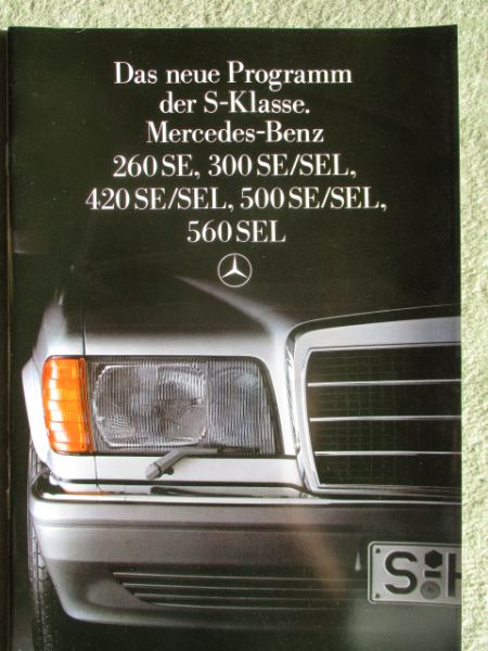 Mercedes Benz S-Klasse W126 260SE 300SE/L 420SE/L 500SE/L 560SEL Katalog August 1985