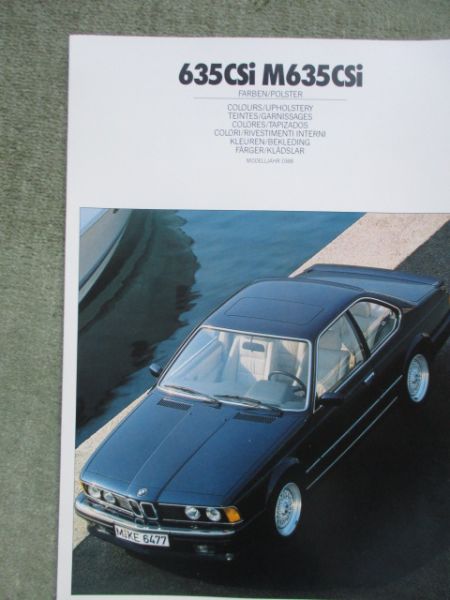 BMW 635CSi M635CSI Farben/Polster Modelljahr 1988