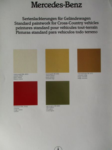 Mercedes Benz Serienlackierungen für Geländewagen Januar 1983