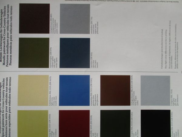 Mercedes Benz Serienlackierungen für Geländewagen Januar 1983