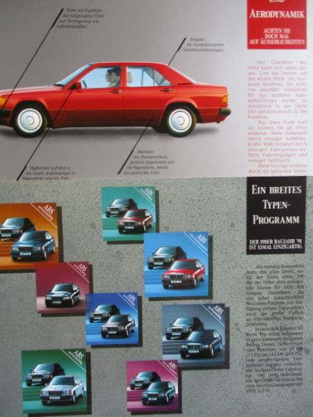 Mercedes Benz 1.8 +Sportline Prospektmappe Baujahr 1991 Sonderkatalog