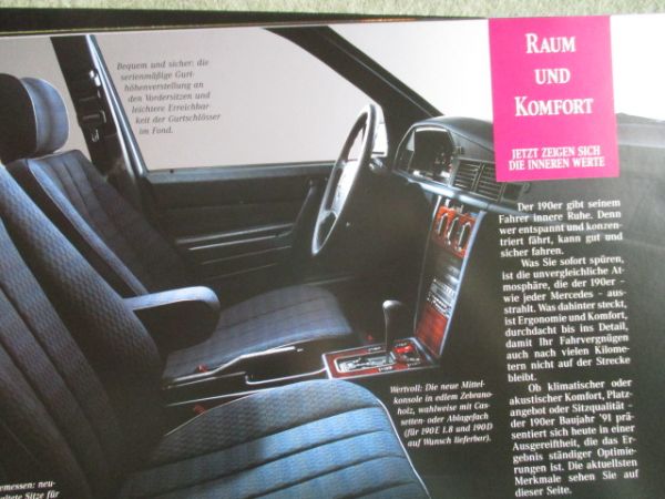 Mercedes Benz 1.8 +Sportline Prospektmappe Baujahr 1991 Sonderkatalog