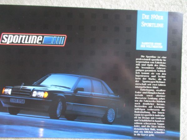 Mercedes Benz 1.8 +Sportline Prospektmappe Baujahr 1991 Sonderkatalog