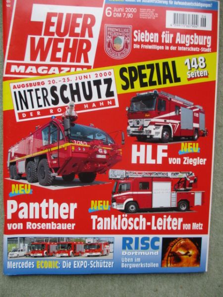 Feuerwehr Magazin 6/2000 Rosenbauer Panther,Ziegler HLF,Metz Tanklösch Leiter,Mercedes Benz Econic