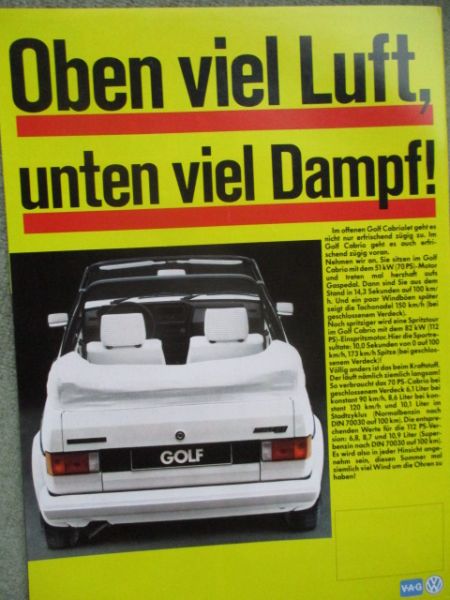 VW Golf Cabriolet Typ17 51kw 82kw VAG Aktuell Februar 1983