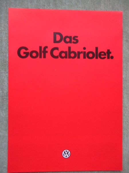 VW Golf Typ17 Cabriolet 55kw 66kw 70kw 2kw Katalog Januar 1985 Rarität