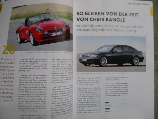 Classic Trader Magazin 1/2021 Design by Zagato BMW Bangle +Massimo Tamburini, Z8 E52