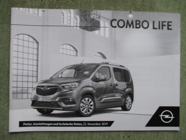 Opel Combo Life Preisliste November 2019 81kw 96kw +Diesel 75kw 96kw +N1
