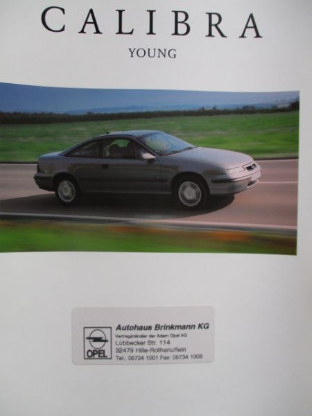 Opel Calibra Young+Preisliste 85KW/115PS Katalog August 1995 Rarität