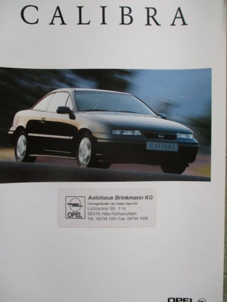 Opel Calibra Katalog Oktober 1994 85kw 100kw 125kw und Turbo 150KW