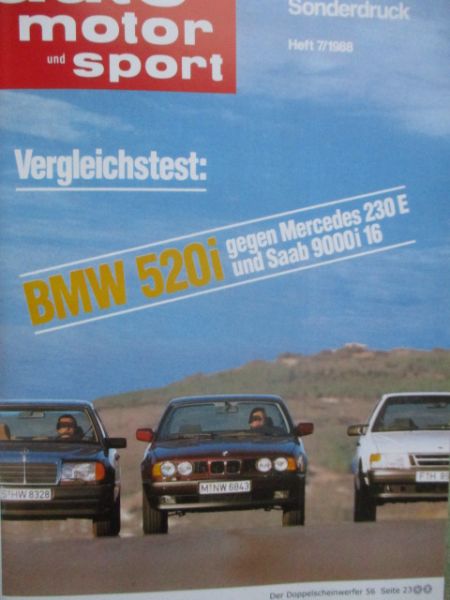 Der Doppelscheinwerfer Clubnachrichten Nr.56 Vergleichstest 520i E34 vs. 230E W124 vs. Saab 900i 16,M2 Coupé F87