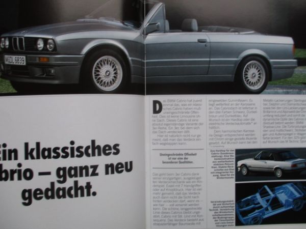 BMW 320i Cabrio 325i Cabrio E30 Prospekt März 1990 Rarität