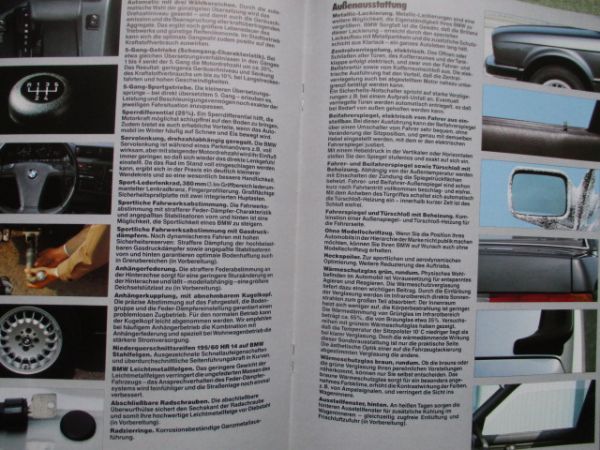 BMW 316 318i 320i 323i E30 Sonderausstattungen Katalog März 1982