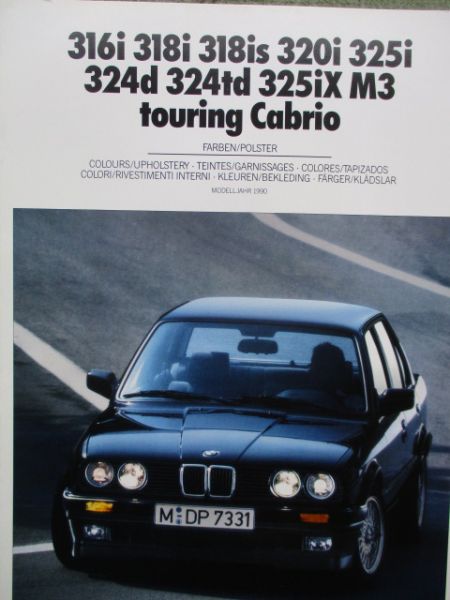 BMW 316i 318i is 320i 325i 324d td 325iX M3 touring Cabrio Farben/Polster Modelljahr 1990