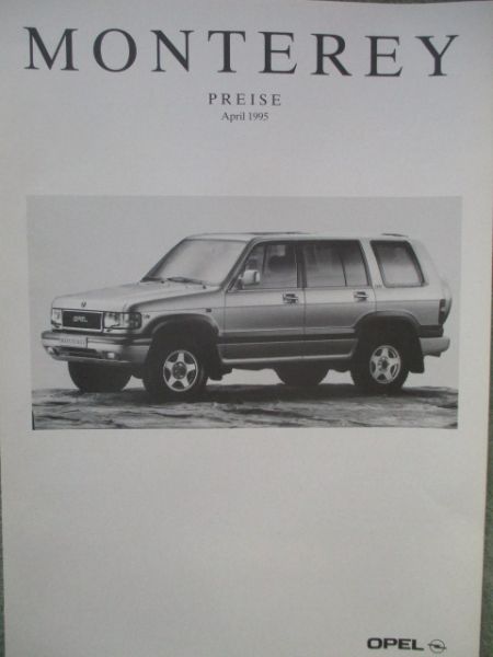 Opel Monterey Preisliste April 1995 +RS +LTD