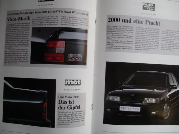 Opel Vectra A 2000 Presseinformation September 1989 Rarität