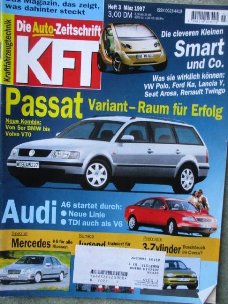 kft die Autozeitschrift 3/1997 Opel Corsa B 12V, W210 V6,Alfa Romeo GTV,V70 S70, VW Passat Variant 3B,Galant,