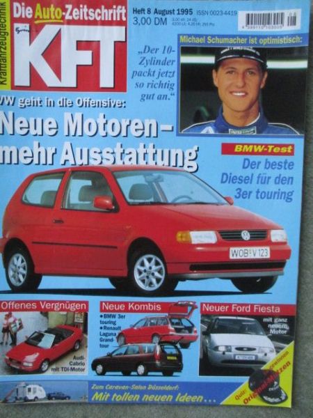 kft die Autozeitschrift 8/1995 BMW 318tds und 325tds E36, Chrysler Voyager, peugeot 406, Audi Cabriolet Typ89