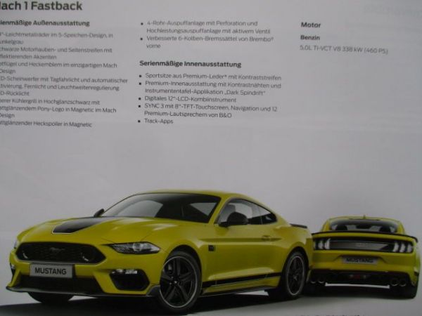 Ford Mustang Fastback Convertible +Mach 1 330kw 338kw Katalog Februar 2021