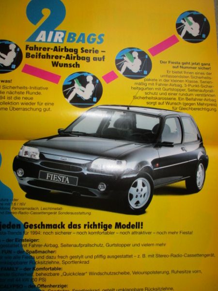 Ford Fiesta 1994 Prospekt +Preise Beilage Rarität