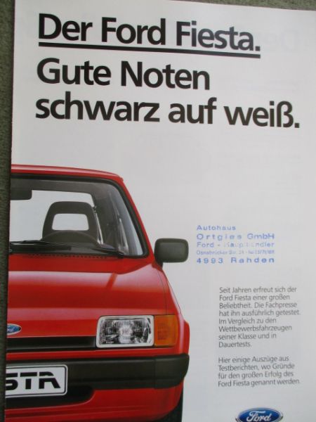 Ford Fiesta Gute Noten schwarz auf weiß Testberichte Auszüge April 1985