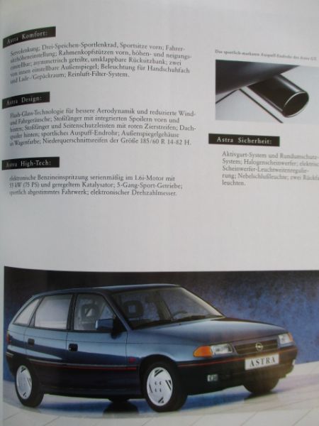 Opel Astra F GL GLS GT GSI +16V +Caravan +Club Katalog September 1991