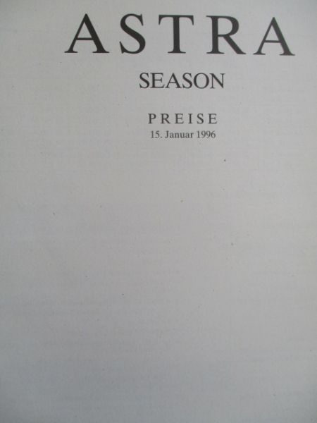 Opel Astra F Season Preisliste 15. Januar 1996