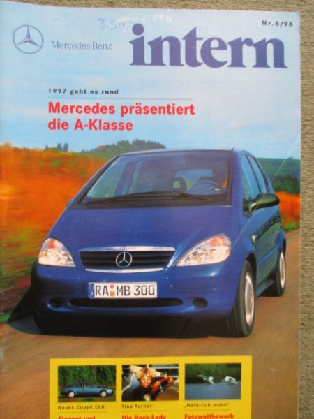Mercedes Benz intern 6/1996 A-Klasse BR168,neue Coupé SLK,