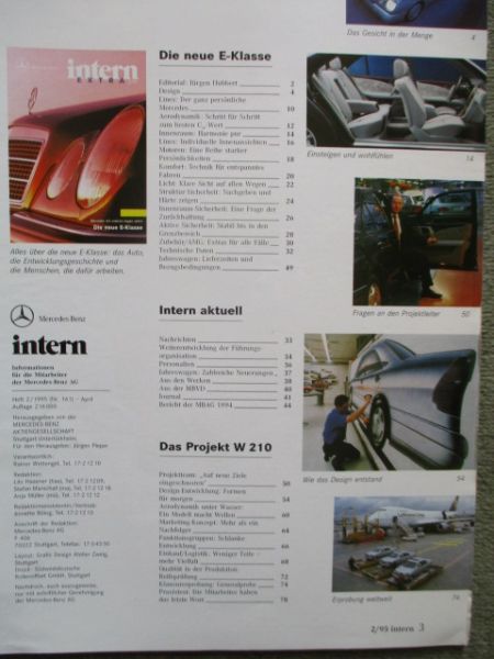 Mercedes Benz intern Extra 2/1995 die neue E-Klasse W210