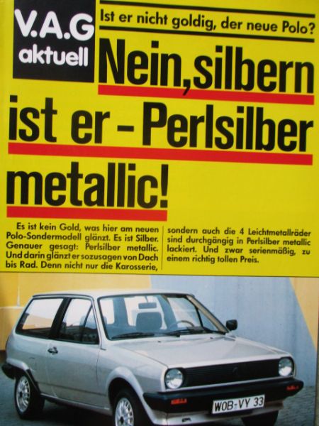 VW Polo Perlsilber Metallic Typ86 VAG Aktuell Katalog