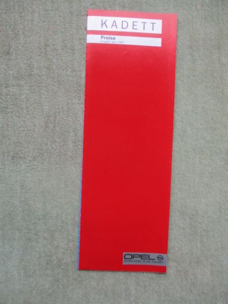 Opel Kadett E LS  GLS GT GSI +Caravan Preisliste September 1984