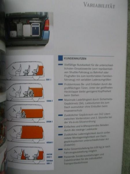 Mercedes Benz V-Klasse BR638 Verkäuferhandbuch +Konkurrenten Ausgabe 3/1996