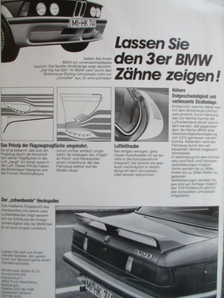 Brinkmeyer der Hai BMW 3er Serie E21 Aerodynamik Katalog Rarität