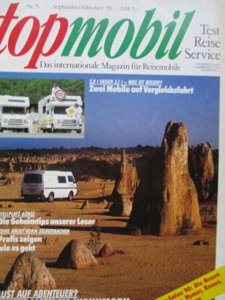 topmobil Magazin September/Oktober 1990 VW T3 Atlantic,Rapido Randonneur 830,Vario Perfect 1050,Tophit auf Ford Transit,Iveco Mondello 600LE