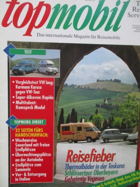 topmobil August/September 1993 Ford Transit Ramspeck Modul,Dethleffs A 501,A 642K,FFB Avantgarde 655MQ,Weinsberg Meteor 536