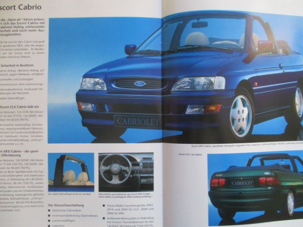 Ford Escort CL CLX Ghia XR3i RS2000 Modelljahr 1994 Katalog