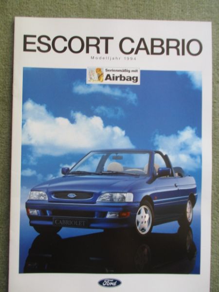 Ford Escort Cabrio Modelljahr 1994 CLX XR3i Prospekt August 1993